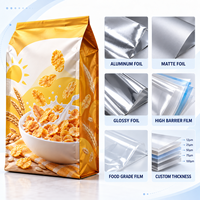 Sachets personnalisés en aluminium pour céréales croustillantes, scellés sur huit côtés, pour la vente au détail et en gros