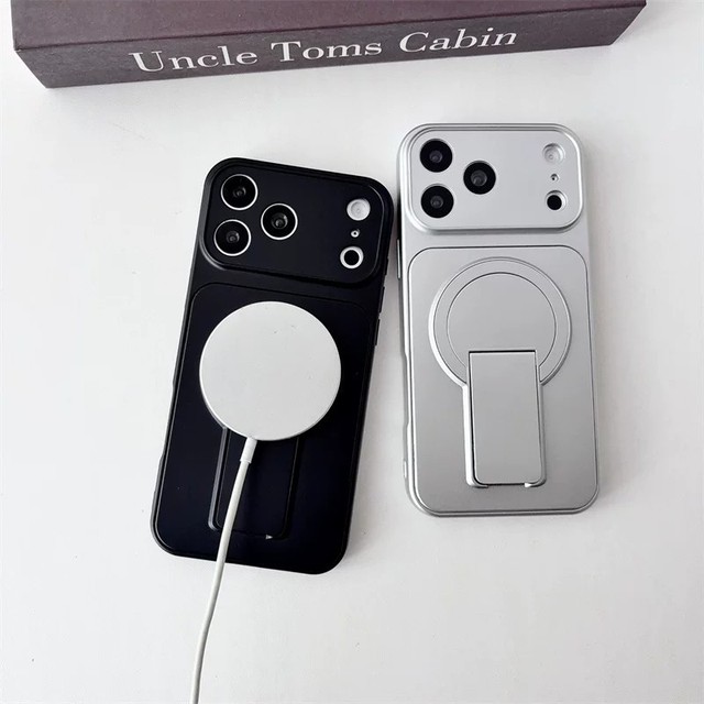 Trending Premium PC Magnetic Pure Color Anti-Drop Phone case with Hidden Kickstand for iPhone 17 Air 16 15 Pro