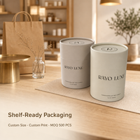 Emballage personnalisé en tube de papier kraft écologique recyclable pour parfum, boîte cadeau ronde cylindrique pour bocal de bougie ou bouteille