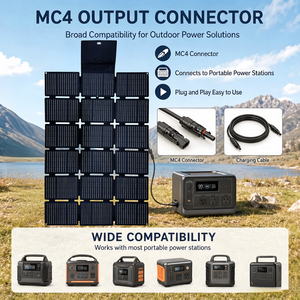 High Power Mini 200W 3x6 Portable Mono Foldable Solar 36V <b>Camping</b> Foldable Solar <b>Blanket</b> for Power Station Solar Generator - Product Image 4