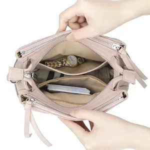 Sacs à bandoulière en cuir véritable AndoBag pour femmes, grande capacité, mode, multi-compartiments, sac coquille 2813 - Product Image 4