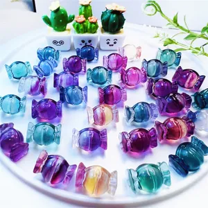 High Quality Fluorite Carving Crafts Candy Natural Crystals Healing Stones Popular Design Gifts For Souvenirs