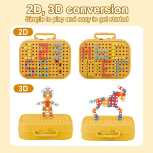 Zg 2D và 3D sáng tạo hộp công cụ với khoan Montessori gốc đồ chơi kỹ thuật vít công cụ thiết lập 225 cái chơi hộp công cụ cho trẻ em - Product Image 4