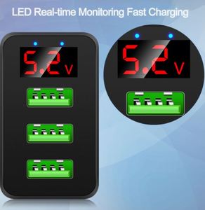 5V3A QC3.0 Digital Rapid Charger with Type-<b>C</b> and 3 <b>USB</b> Ports 30W LED Light for Mobile Phone and Laptop Wholesale - Product Image 2