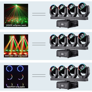 Projecteur à faisceau mobile à quatre têtes, pleine couleur, LED 150W RGBW, contrôleur DMX, effet laser de scène pour discothèque, fête, <span class=keywords><strong>mariage</strong></span> - Product Image 3
