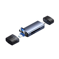 Lector de Tarjetas SDTF Multifunción USB, Transferencia de Datos de Computadora a Teléfono Móvil, Lector de Tarjetas Android Tipo-C Dos en Uno, Adaptador OTG Externo de Aluminio
