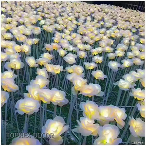 Sculpture florale LED étanche commerciale allumant IP65-Décor de motif de <span class=keywords><strong>rose</strong></span> personnalisable pour jardins, événements et espaces publics - Product Image 1
