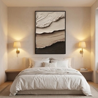 Peinture à l'huile abstraite Wabi Sabi de luxe, peinte à la main sur toile, beige et marron, épaisse et superposée, encadrée