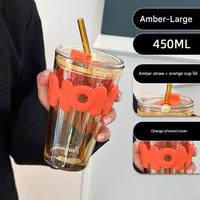Bouteille d'eau portable de grande capacité pour le bureau, gobelets transparents 450 ml, gobelet portable pour étudiants