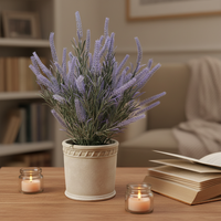 Buket plastik Lavender buatan, hiasan rumah pernikahan luar ruangan motif Natal, karangan bunga gaya Nordik