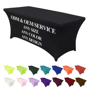 Custom Print Tablecloths Table Cover Spandex 4ft 6ft Retângulo Toalhas de Mesa com Logotipo para Exposição Negócios Publicidade Eventos