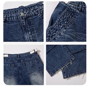 Jeans déchirés personnalisés pour hommes, style Y2K, hip-hop, coupe large, ample, en denim, 100% coton, broderie, effet usé - Product Image 3