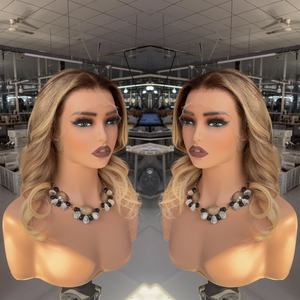 <span class=keywords><strong>Parrucca</strong></span> Bob Ombré <span class=keywords><strong>Bionda</strong></span> con Capelli Europei Naturali Allineati alle Cuticole, Parrucche in Veri Capelli Umani Europei - Product Image 1