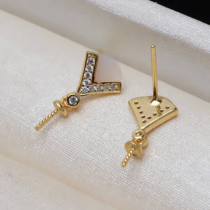 Accesorios de Plata S925 para DIY, Pendientes en Forma de V Estilo Europeo Americano, Cuentas Huecas de Perla de 7-12 mm, Versión Coreana, Fornituras de Joyería Femenina - Product Image 4