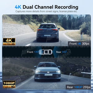 Adinkam 4K + 1080P gương Dash Cam màn hình cảm ứng dòng phương tiện truyền thông DVR với G-<span class=keywords><strong>sensor</strong></span>, 24h đậu xe giám sát, khung cho carlover - Product Image 2