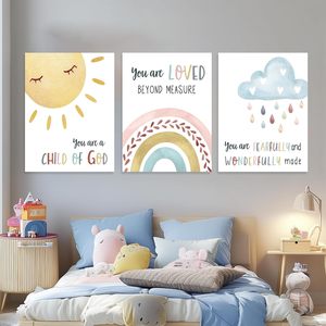 Nuages, soleil et <span class=keywords><strong>arc</strong></span>-<span class=keywords><strong>en</strong></span>-<span class=keywords><strong>ciel</strong></span> Poster Core, <span class=keywords><strong>chambre</strong></span> et hall d'entrée peinture avec cadre intérieur <span class=keywords><strong>en</strong></span> bois de pin. Service OEM/ODM - Product Image 3
