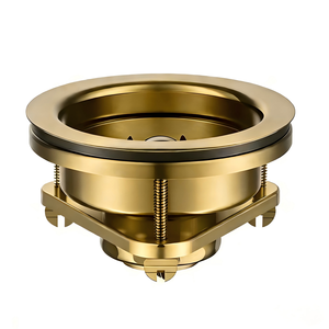 Assemblaggio Scarico Lavello Quadrato 4-1/2'' con Filtro a Cestello Superficie Oro Spazzolato Disponibile OEM - Product Image 1