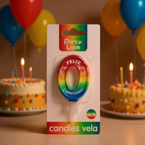 Vela de Cumpleaños con Número 0 Multicolor de 6 cm para Decoración de Pasteles - Product Image 3