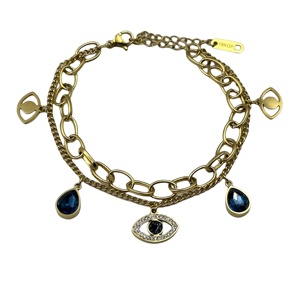 Mode <span class=keywords><strong>coréenne</strong></span> à la mode ronde goutte pour les yeux <span class=keywords><strong>frange</strong></span> Bracelet pour les femmes étoile lune Ginkgo feuilles bijoux fins en acier inoxydable - Product Image 4