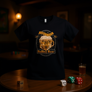 Camiseta Rolling Beer negra con diseño Drink And Play D20, unisex, talla para adultos - Product Image 3