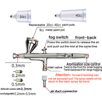 HD-130 professionnel triple alésage artiste aérographe double action fard à joues pistolet pour jouet cuir artisanat pneumatique Source d'alimentation