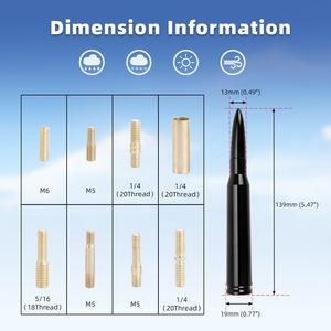 Car Roof Antenna 5.5 Inch Retractable Bullet Design With Eight Screws For General Vehicles Black CFRP <b>Material</b> - Product Image 2