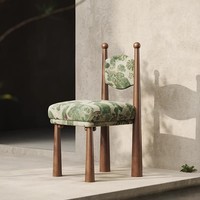 Chaise de salle à manger en bois massif de style français/nordique/wabi-sabi avec revêtement en tissu pour la maison et l'hôtellerie, idéale pour les salles à manger