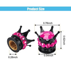 Crown Car Tire Valve Cap Diamond Encrusted Black Aluminum Universal Fit <b>Wheel</b> Accessory - Product Image 4