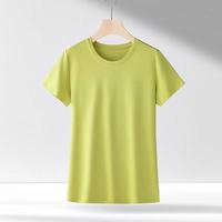 Kaos Wanita Berkualitas Tinggi dari Pabrik Cina, 100% Katun Pima, Polos Kasual, Leher Bulat, Lengan Pendek, Bahan Jersey Bernapas