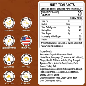 Café Instantáneo de Melena de León de Marca Propia, Café de Champiñones Arabica con Chocolate y 7 Superalimentos en Polvo - Product Image 3