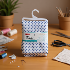 Tissu à pois 100x150cm, points blancs et bleus pour travaux manuels - Product Image 3