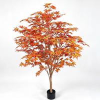 Tanaman Hias Plastik CJM Artificial Red Maple Buatan Tangan dengan Alas, Tinggi 100-200cm, untuk Dekorasi Natal Indoor/Outdoor di Mal