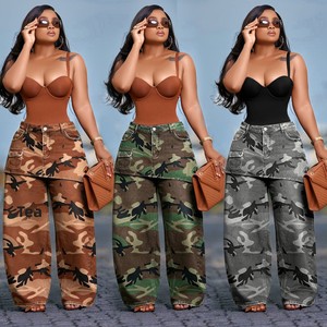 <span class=keywords><strong>Pantalon</strong></span> long en jean ample pour <span class=keywords><strong>femme</strong></span>, style américain rétro, effet deux-pièces, <span class=keywords><strong>imprimé</strong></span> <span class=keywords><strong>camouflage</strong></span>, coupe large, pour le commerce transfrontalier - Product Image 1