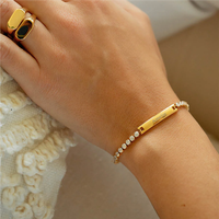 Ensemble de Bijoux Haute Qualité pour Femmes en Acier Inoxydable, Zircon, Chaîne Tennis, Collier, Bracelet, PVD 18 Carats, Logo Personnalisé, Nom Gravé, Vierge