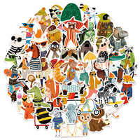 50 autocollants mignons personnalisés en aquarelle sur le thème des animaux pour la décoration DIY, les tasses, les albums photo, l'impression, vente en gros