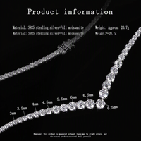 Collier Tennis en Argent Sterling 925 avec Moissanite Graduée en Forme de V, Testeur de Diamant Inclus, Bijoux Moissanite VVS