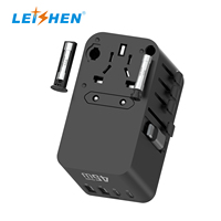 Adaptateur de voyage LEISHEN avec câble USB-C rétractable, universel mondial, GaN 45W, nouvelle tendance, adaptateur de prise secteur EU UK US AU