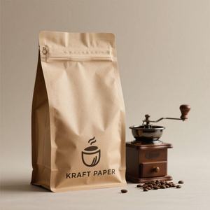 Bolsas de Papel Kraft Florales Impresas de Ocho Lados Personalizadas de Alta Calidad con Fondo Plano para Café, Té y Productos Secos con Válvula - Product Image 3