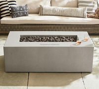 Table basse rectangulaire d'extérieur étanche, moderne et haut de gamme, en béton, avec foyer au gaz, pour villas et complexes hôteliers