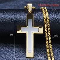 Chaîne en acier inoxydable HipHop avec pendentifs en forme de croix de grande taille Colliers pour hommes Accessoires de rue tendance sur le cou Bijoux de mode Cadeau