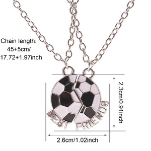 Collier BFF « Meilleurs amis <span class=keywords><strong>pour</strong></span> toujours » tendance - Pendentif <span class=keywords><strong>lettre</strong></span> en forme de ballon de football, bijoux <span class=keywords><strong>d</strong></span>'amitié sur le thème du soccer, cadeau créatif - Product Image 3