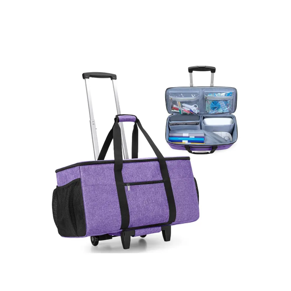 Die-Cut Machine Carrying Case with Wheels carry-on travel bag case purple cricut machine bag