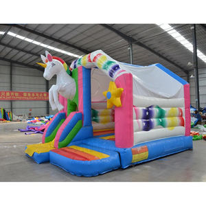 Château gonflable commercial en PVC pour enfants avec toboggan, combo château gonflable arc-en-ciel, maison de rebond à vendre - Product Image 4