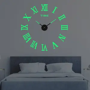 Jam dinding 3D akrilik senyap bercahaya jam DIY abstrak kreatif Eropa minimalis Modern
