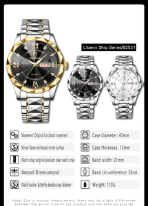 <span class=keywords><strong>Montre</strong></span> Tendance Étanche à Quartz Binbond Luminous 2521 pour Homme avec Date en Acier Inoxydable - Product Image 2
