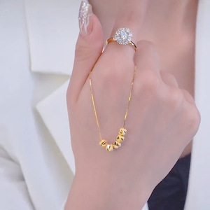 Five Blessings Necklace Korean Style 18K Gold Plated Ball Beads Geometric Design Everyday Wear Women's Clavicle Chain - Product Image 4