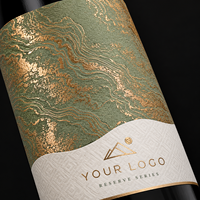 Étiquettes de vin personnalisées de luxe avec estampage doré, étiquettes d'emballage, autocollants imperméables pour bouteilles de vin, impression d'étiquettes de vin 3D