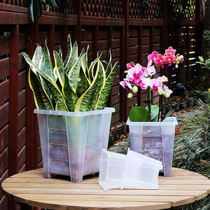 <span class=keywords><strong>Maceta</strong></span> Cuadrada de Plástico <span class=keywords><strong>Transparente</strong></span> para Orquídeas, Contenedor Perforado, <span class=keywords><strong>Maceta</strong></span> <span class=keywords><strong>Transparente</strong></span> para Flores, Macetas de Plástico para Orquídeas - Product Image 4