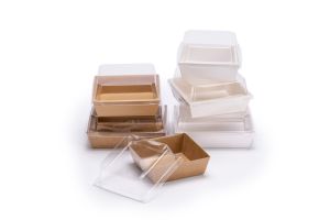 Boîte à gâteaux personnalisée Sandwich Hamburger Rectangle carré pain Hot Dog papier kraft avec couvercle en plastique transparent emballage alimentaire jetable - Product Image 4