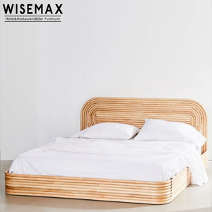 Meubles WISEMAX Derniers modèles de lits <span class=keywords><strong>en</strong></span> bois Meubles de chambre à coucher <span class=keywords><strong>en</strong></span> <span class=keywords><strong>rotin</strong></span> pour hôtel et maison <span class=keywords><strong>Lit</strong></span> <span class=keywords><strong>double</strong></span> <span class=keywords><strong>en</strong></span> bois King Size - Product Image 4